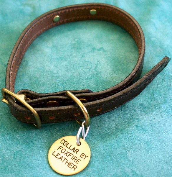 Brass ID Tag on a Collar